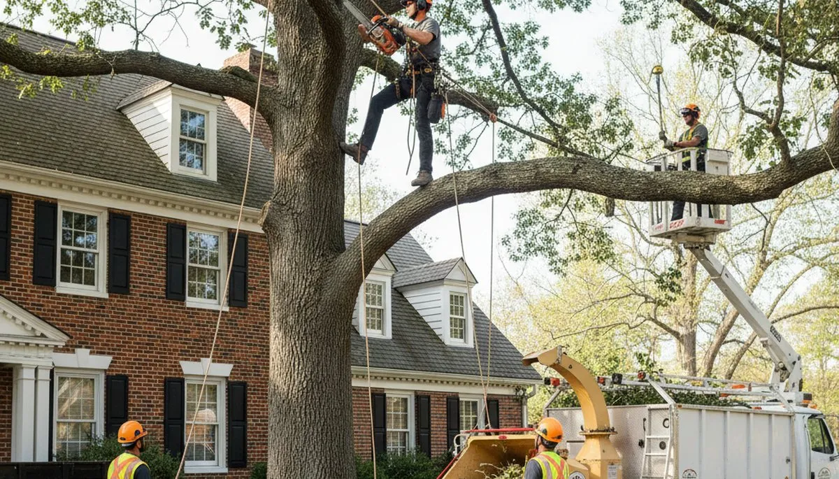 Tree service crew removing a tree in Salisbury, MD