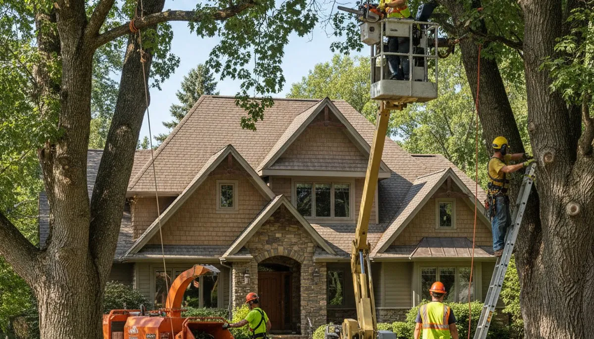 Tree service crew removing a tree in Salisbury, MD for safe property maintenance