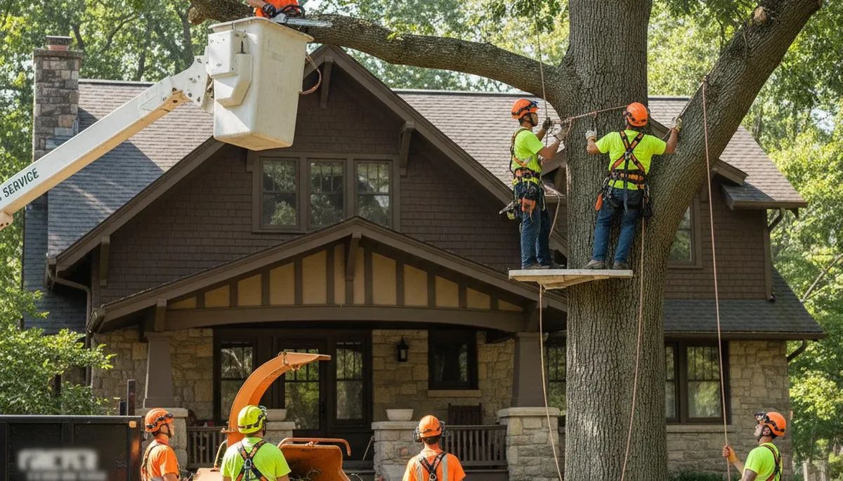 Tree service crew in Salisbury, MD removing a tree for safe property protection