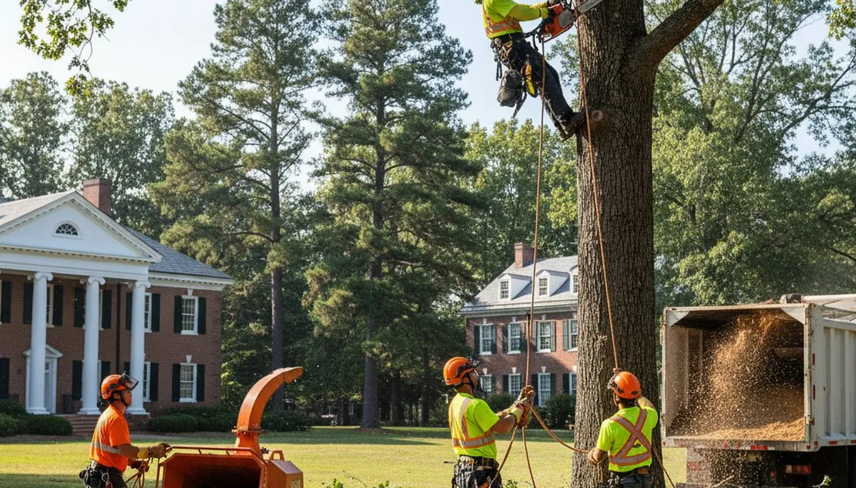 Tree service crew in Salisbury, MD removing a tree for safe residential property maintenance