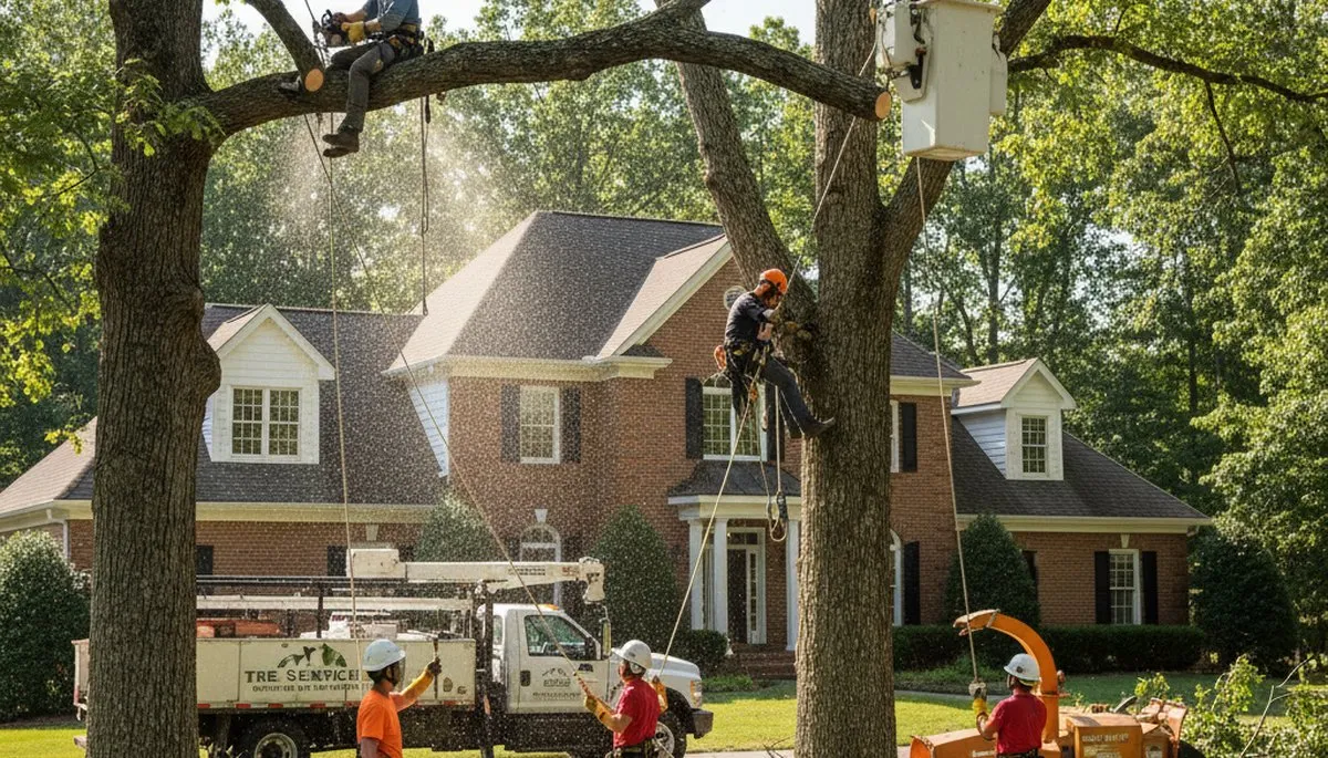 Tree service crew in Salisbury, MD removing a hazardous tree safely