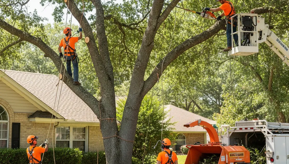 Tree service crew trimming trees in Salisbury, MD for safe, precise canopy care